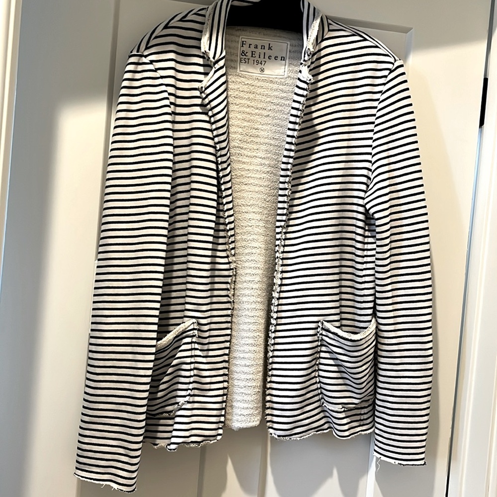 Frank & Eileen Women's Navy and  White Striped Blazer